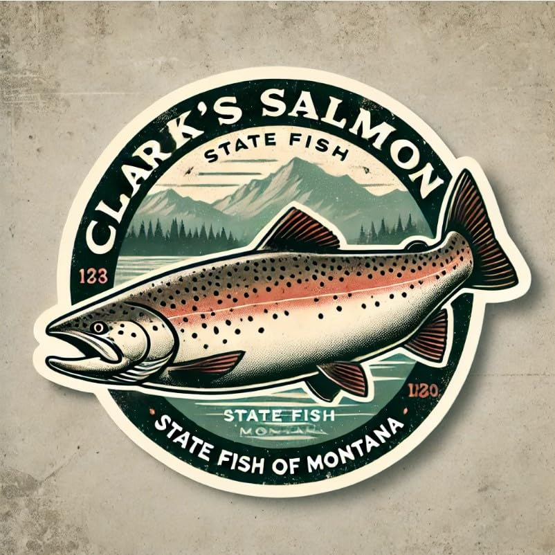 Vinyl sticker: Clark's Salmon Vintage Fishing Sticker for Laptop, Wall, Car, Window, Bumper, Decal, Truck, Waterproof, Auto, Water Bottle! (6)