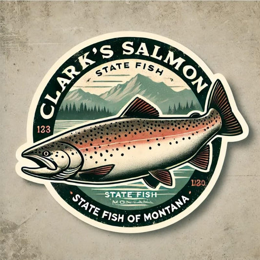 Vinyl sticker: Clark's Salmon Vintage Fishing Sticker for Laptop, Wall, Car, Window, Bumper, Decal, Truck, Waterproof, Auto, Water Bottle! (6)