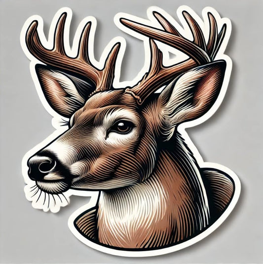 Vinyl sticker: White-Tailed Deer Head Portrait – Sticker Decal for Laptop, Wall, Car, Window, Bumper, Truck, Waterproof, Auto, Water Bottle (6)