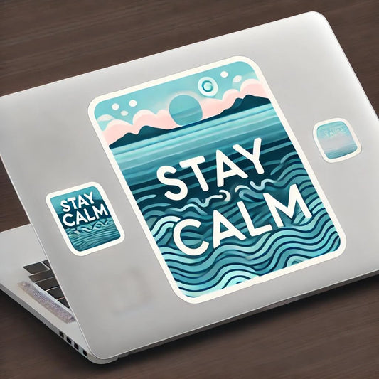 Vinyl sticker: "Stay Calm" Tranquil Sticker Decal for Laptop, Wall, Car, Window, Bumper, Truck, Waterproof Auto, and Water Bottle