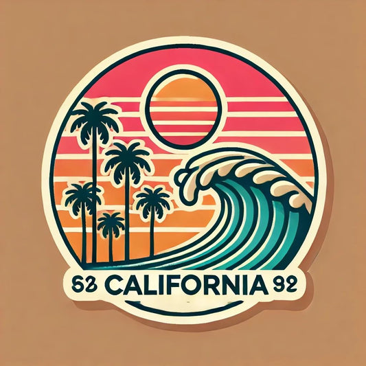 Vinyl sticker: Retro California Beach Vibes Sticker for Laptop, Wall, Car, Window, Bumper, Waterproof Auto, Truck, Water Bottle (8)