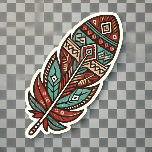 Vinyl sticker: Native American Feather Laptop, Wall, Car, Window, Bumper, Sticker, Decal - Waterproof, Auto, Water Bottle, Truck, Durable Vinyl, Cultural Heritage Design