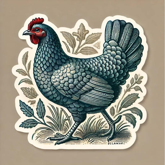 Vinyl sticker: Blue Hen Laptop Wall Car Window Bumper Sticker Decal Truck Waterproof Auto Water Bottle – Vintage Hand-Drawn Delaware State Bird. Variation 1 (4)