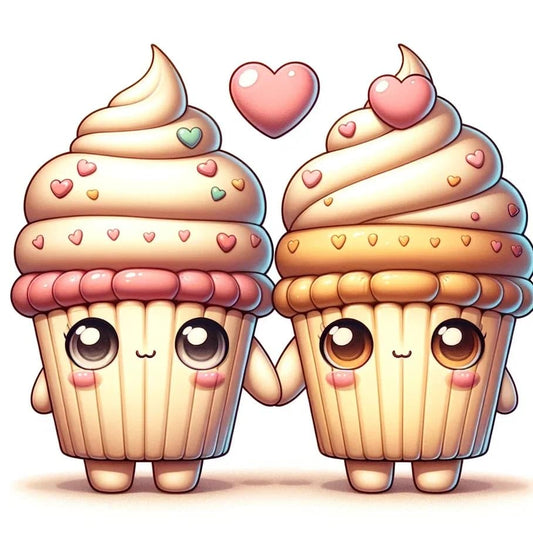 Vinyl sticker: Cute Names of Lovers Funny Cupcakes Holding Hands Vinyl Sticker Durable & Waterproof Custom Couple Decals for Laptops Cars and Walls Perfect for Valentine's Day Anniversaries & Romantic Gifts