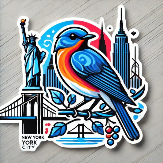 Vinyl sticker: Eastern Bluebird Modern NYC Sticker – Laptop Wall Car Window Bumper Decal Truck Waterproof Auto Water Bottle
