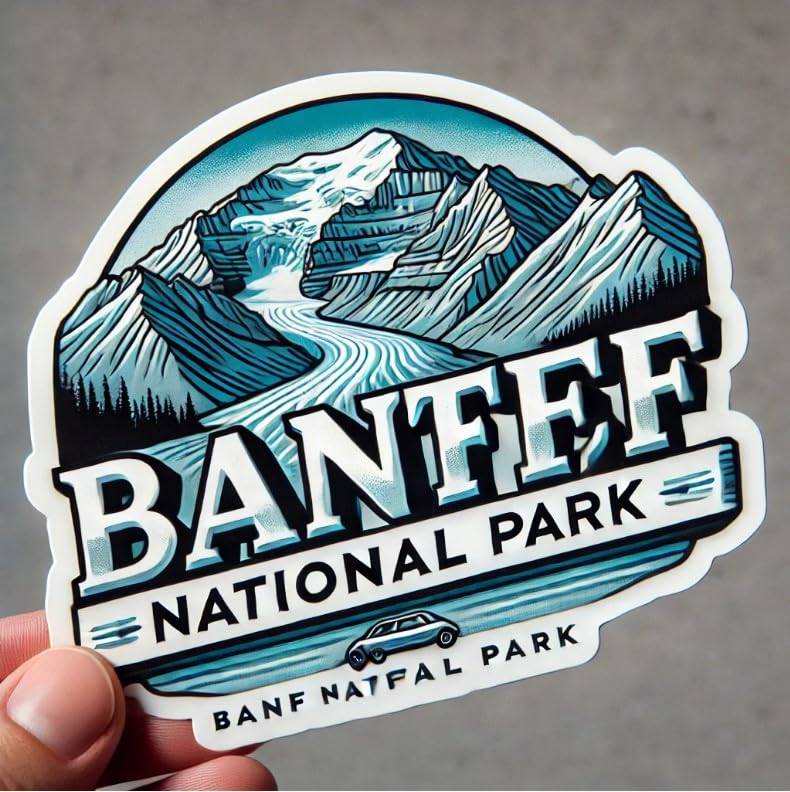 Banff National Park Sticker - Icefields Parkway Decal for Laptop, Wall, Car, Window, Bumper, Truck, Waterproof Vinyl for Water Bottle and Auto