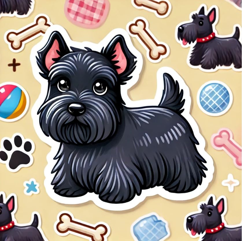 Vinyl sticker: Mini Scottie Sticker Decal – Cute Scottish Terrier Design for Laptop, Wall, Car, Window, Bumper, Truck, Waterproof, Auto, Water Bottle. Variation 5