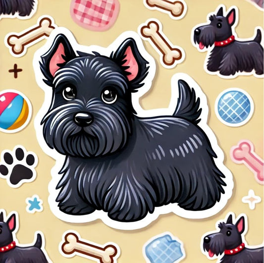 Vinyl sticker: Mini Scottie Sticker Decal – Cute Scottish Terrier Design for Laptop, Wall, Car, Window, Bumper, Truck, Waterproof, Auto, Water Bottle. Variation 5