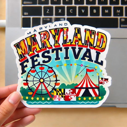 Vinyl sticker: Maryland Festival Laptop Wall Car Window Bumper Sticker Decal Truck Waterproof Auto Water Bottle with Carnival Ferris Wheel and Lights (4)
