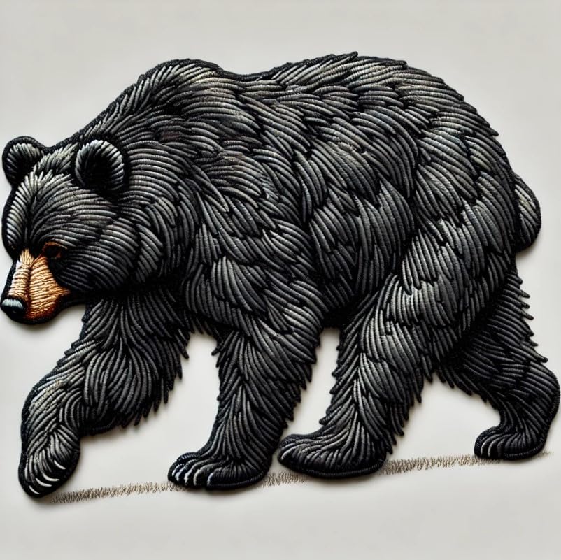 Vinyl sticker: Black Bear Walking Realistic Embroidered Decal for Laptop, Car Window, Bumper, Truck, Water Bottle – Durable Vinyl Sticker for Outdoors (4)