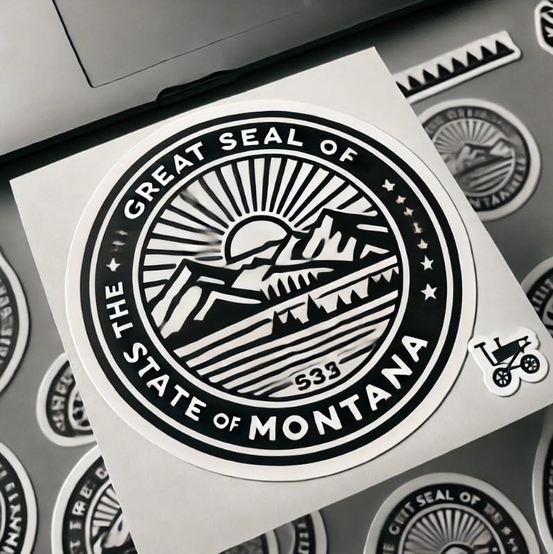Vinyl sticker: Montana State Seal Minimalist Sticker for Laptop, Wall, Car, Window, Bumper, Decal, Truck, Waterproof, Auto, Water Bottle – Modern Clean Design