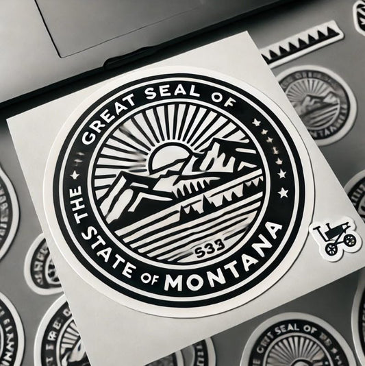 Vinyl sticker: Montana State Seal Minimalist Sticker for Laptop, Wall, Car, Window, Bumper, Decal, Truck, Waterproof, Auto, Water Bottle – Modern Clean Design