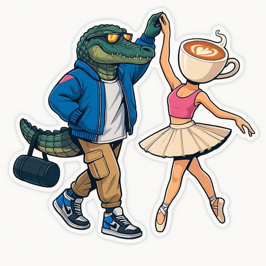Vinyl sticker: Waterproof Bombardino Crocodilo Sticker for Laptop Wall Car Window Bumper Decal Truck Auto Water Bottle – Urban Croc and Cappuccino Ballerina Streetwear Duo 4in