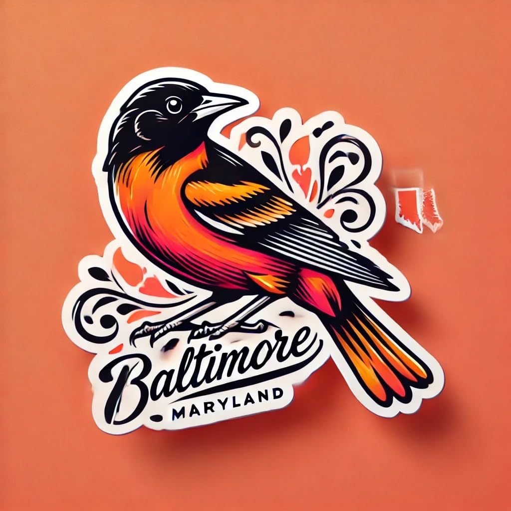 Vinyl sticker: Baltimore Oriole Bird Vinyl Sticker for Car Window Laptop Bumper Truck Auto Water Bottle Weatherproof Decal (8)