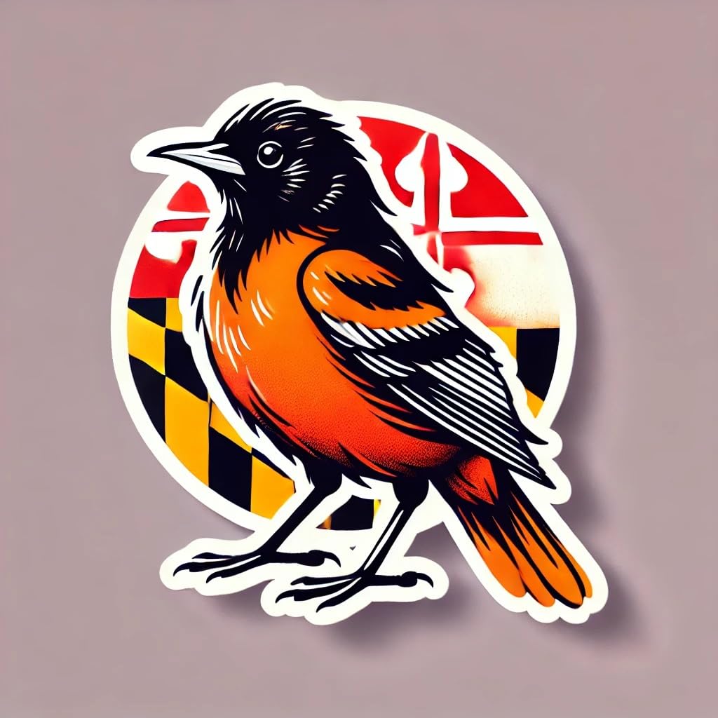 Vinyl sticker: Baltimore Oriole Bird Vinyl Sticker for Laptop Car Window Bumper Truck Auto Water Bottle Weatherproof Decal (4)