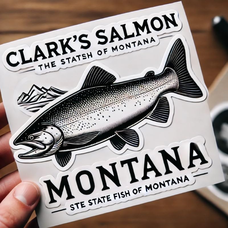 Vinyl sticker: Clark's Salmon Monochrome Sticker for Laptop, Wall, Car, Window, Bumper, Decal, Truck, Waterproof, Auto, Water Bottle