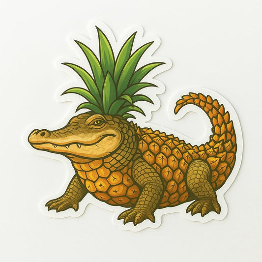 Vinyl sticker: Laptop Wall Car Window Bumper Sticker Decal Truck Waterproof Auto Water Bottle Funny Crocodilo Ananasino Pineapple Crocodile Fruit Hybrid Tropical Meme Art
