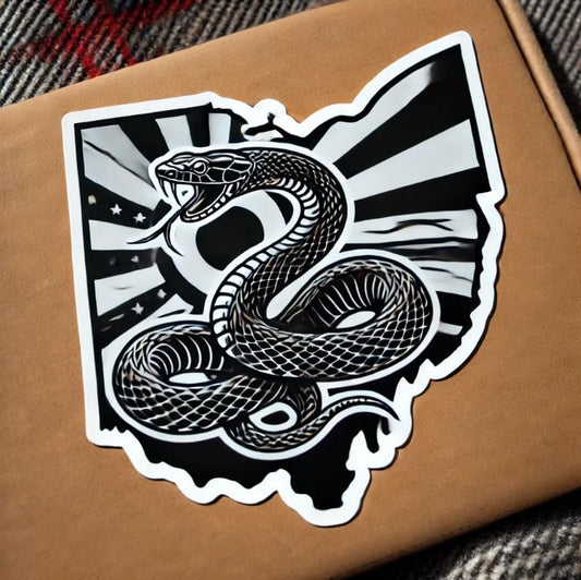 Vinyl sticker: Ohio Black Racer Snake Vinyl Sticker – Waterproof Car, Laptop, Window, Bumper & Water Bottle Decal. Variation 47 (4)