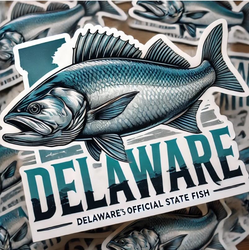 Vinyl sticker: Bold Gray Weakfish Delaware Laptop Wall Car Window Bumper Sticker Decal Truck Waterproof Auto Water Bottle
