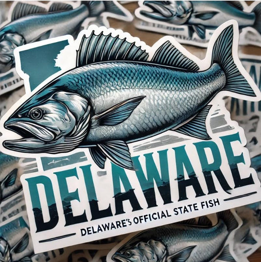 Vinyl sticker: Bold Gray Weakfish Delaware Laptop Wall Car Window Bumper Sticker Decal Truck Waterproof Auto Water Bottle