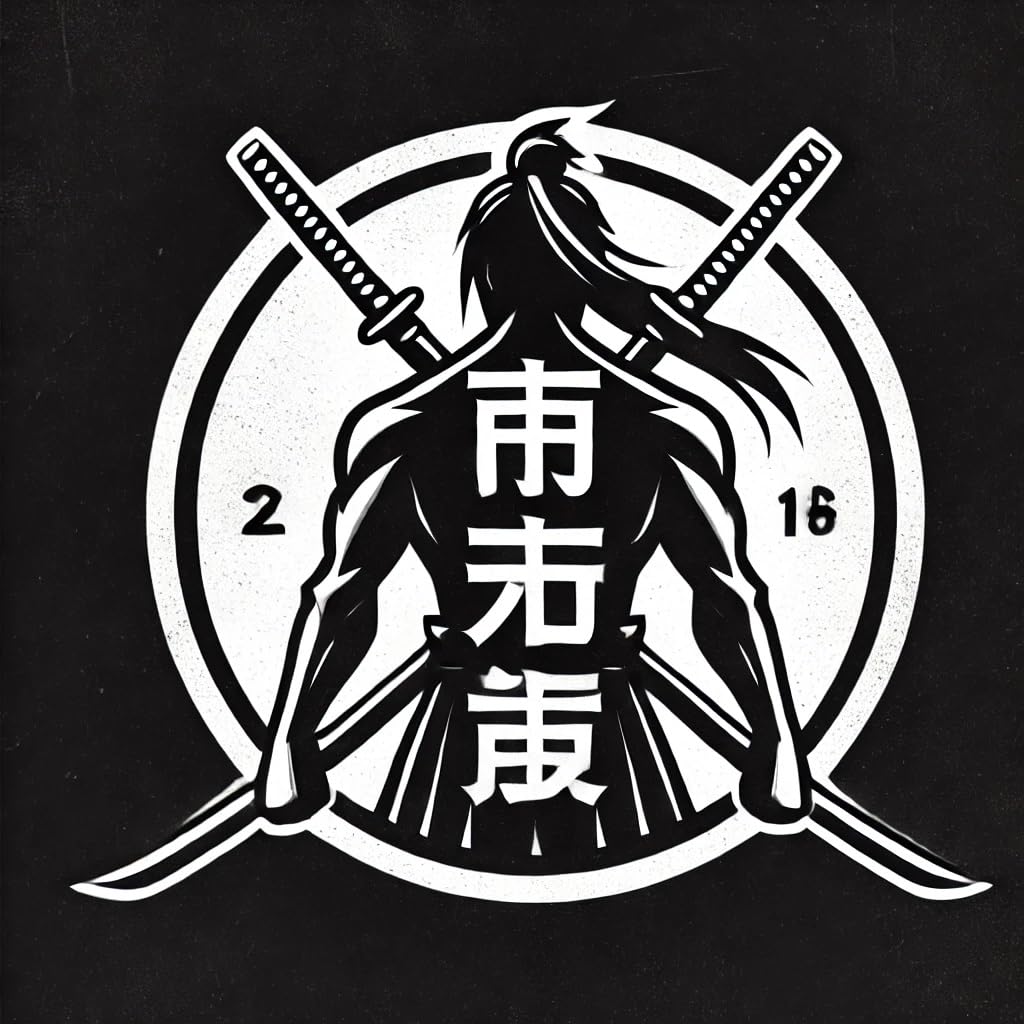 Vinyl sticker: Monochromatic Samurai Logo Sticker for Laptop, Wall, Car, Window, Bumper, Truck, Waterproof Auto Water Bottle (6)
