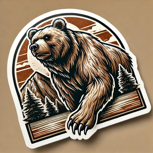 Vinyl sticker: Wild Grizzly Bear Laptop Wall Car Window Bumper Sticker Decal Truck Waterproof Auto Water Bottle