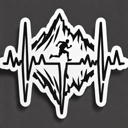Vinyl sticker: Mountain Heartbeat Running Sticker for Laptop, Wall, Car, Window, Bumper, Truck, Waterproof Auto Water Bottle (8)