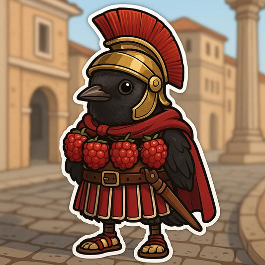Vinyl sticker: Laptop Wall Car Window Bumper Sticker Decal Truck Waterproof Auto Water Bottle BRI BRI BICUS DICUS Roman Bird Meme Gladiator Patrolling Streets of Rome Vintage Helmet Raspberry Armor