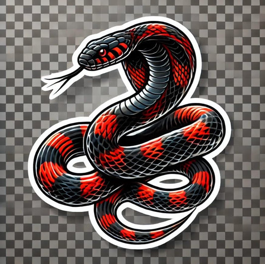 Vinyl sticker: Dynamic Red and Black Snake Sticker for Laptop, Wall, Car, Window, Bumper, Decal, Waterproof Auto, Truck, Water Bottle