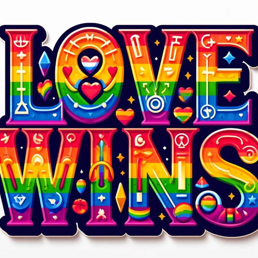 Vinyl sticker: Love Wins LGBTQ+ Pride Sticker Decal for Laptop, Wall, Car, Window, Bumper, Waterproof, Truck, Water Bottle
