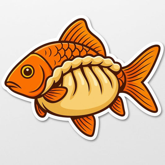 Vinyl sticker: Laptop Wall Car Window Bumper Sticker Decal Truck Waterproof Auto Water Bottle Funny Fishinni Pelmeninni Dumpling Fish Cartoon Meme Vinyl Sticker No Text