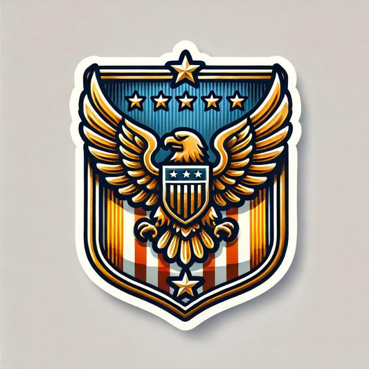 Vinyl sticker: Military Badge Sticker - Vibrant Vinyl Decal for Laptop, Wall, Car, Window, Bumper, Truck, Water Bottle - Badge with Eagle and Stars Design (8)