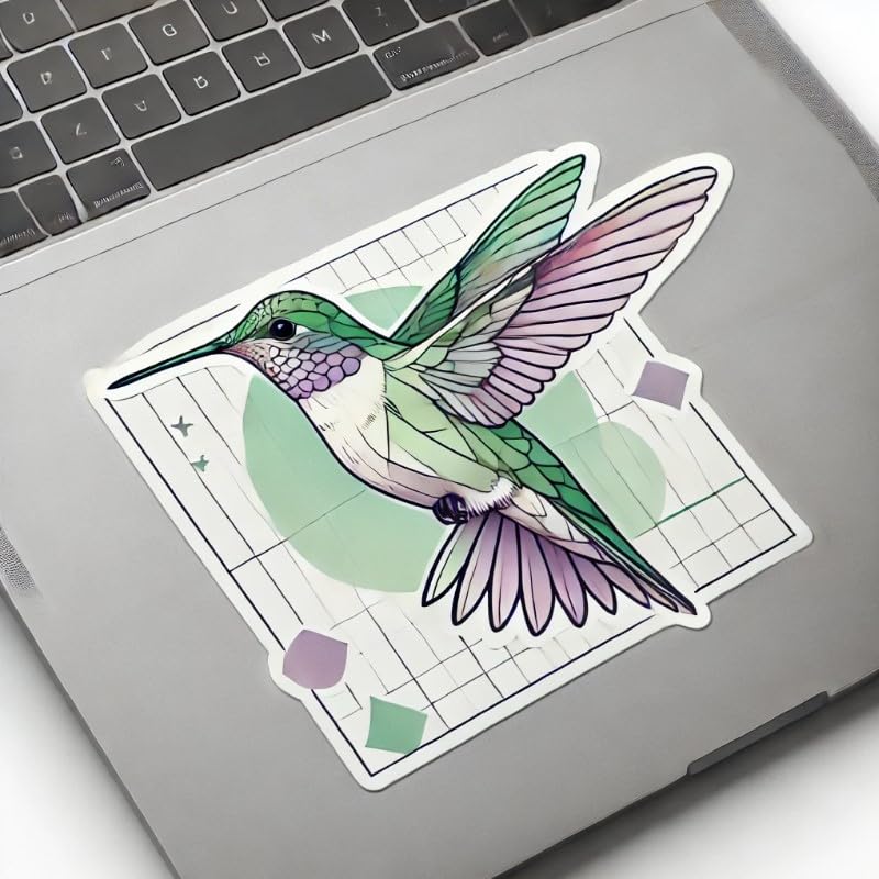 Vinyl sticker: Minimalist Hummingbird Sticker for Laptop, Wall, Car, Window, Bumper - Waterproof Decal for Auto, Truck, Water Bottle - Geometric Vinyl Design for Indoor and Outdoor Surfaces