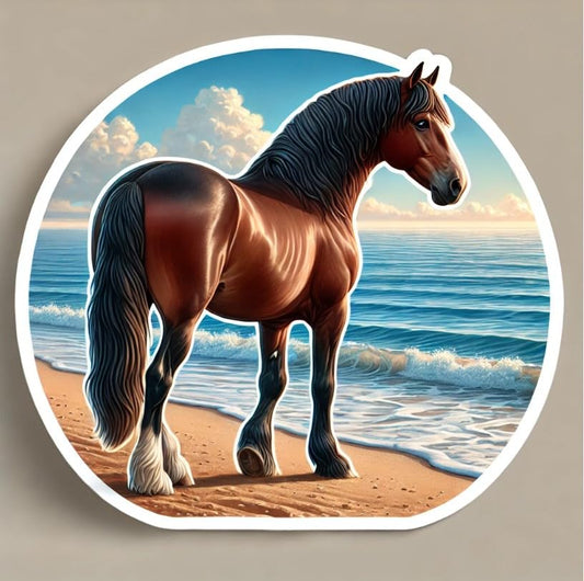 Vinyl sticker: American Morgan Horse in Flower Field Sticker - Waterproof Vinyl Decal for Laptop, Wall, Car, Window, Bumper, Truck, Auto, Water Bottle