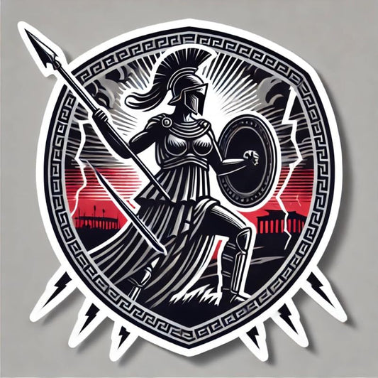 Vinyl sticker: Athena Silhouette Warrior Stance Greek Mythology Sticker for Laptop, Wall, Car, Window, Bumper, Decal, Truck, Waterproof, Auto, Water Bottle