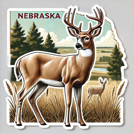 Vinyl sticker: White-Tailed Deer in The Forest – Sticker Decal for Laptop, Wall, Car, Window, Bumper, Truck, Waterproof, Auto, Water Bottle (4)