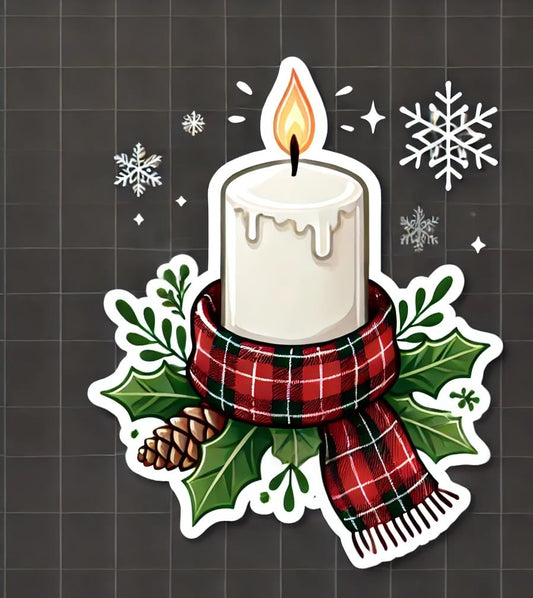 Vinyl sticker: Christmas Candy Cane Sticker for Laptop, Wall, Car, Window, Bumper – Luxurious Candy Cane with Gold Ribbon and Holly – Waterproof, UV Resistant for Truck, Auto, Water Bottle, and More (4)