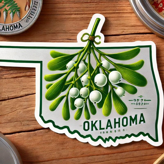 Vinyl sticker: Mistletoe Oklahoma Floral Symbol Sticker – Waterproof Vinyl Decal for Laptop, Wall, Car, Window, Bumper, Truck, Water Bottle, Auto Accessories, (4)