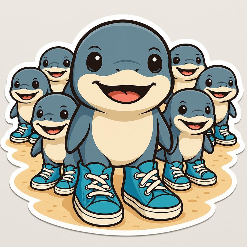 Vinyl sticker: Los Tralaleritos Sticker – Baby Shark Vinyl Decal Without Text for Laptop, Wall, Car, Window, Bumper – Waterproof Cartoon Ocean Sneakers Art for Auto, Truck, Bottle – Cute Beach Animal – Variation 3