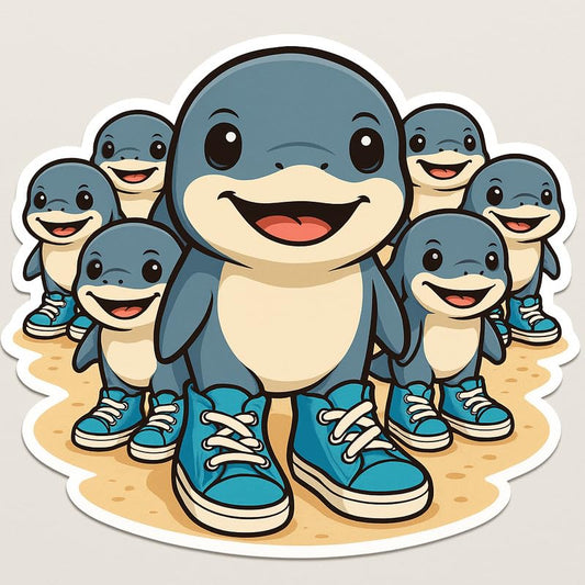 Vinyl sticker: Los Tralaleritos Sticker – Baby Shark Vinyl Decal Without Text for Laptop, Wall, Car, Window, Bumper – Waterproof Cartoon Ocean Sneakers Art for Auto, Truck, Bottle – Cute Beach Animal – Variation 3