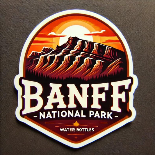 Vinyl sticker: Banff National Park Sticker - Mount Rundle Sunset Decal for Laptop, Wall, Car, Window, Bumper, Truck, Waterproof Vinyl for Water Bottle and Auto