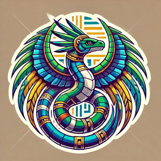 Vinyl sticker: Aztec Quetzalcoatl Modern Vinyl Decal - Stylized Feathered Serpent Sticker for Wall, Car, Window, Bumper - Waterproof Design for Laptops, Trucks, Water Bottles