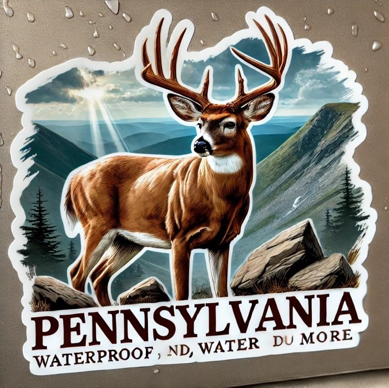 Vinyl sticker: Mountain White-Tailed Deer Vinyl Sticker for Laptop, Wall, Car, Window, Bumper, Decal, Truck, Waterproof, Auto, Water Bottle