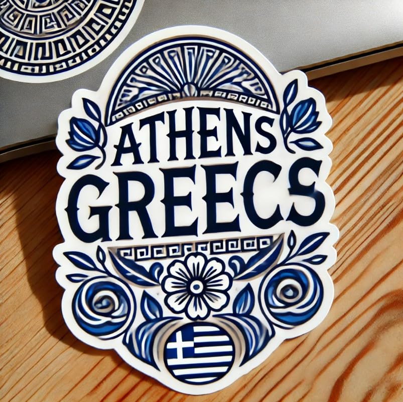Vinyl sticker: Athens Greece Decorative Floral Sticker for Laptop, Wall, Car, Window, Bumper, Decal, Truck, Waterproof, Auto, Water Bottle