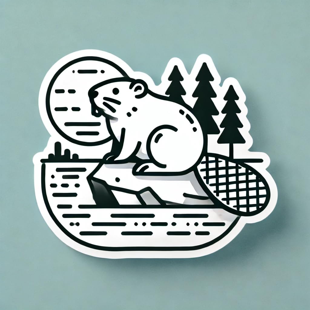 Vinyl sticker: Minimalist Beaver Sticker for Laptop, Wall, Car, Window, Bumper, Truck - Clean and Modern Design with Simple Outlines