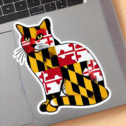 Vinyl sticker: Maryland Flag Cat Vinyl Sticker for Laptop Car Window Bumper Truck Auto Water Bottle Waterproof Decal (8)
