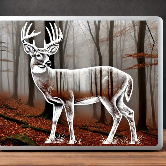 Vinyl sticker: Misty White-Tailed Deer Vinyl Sticker for Laptop, Wall, Car, Window, Bumper, Decal, Truck, Waterproof, Auto, Water Bottle