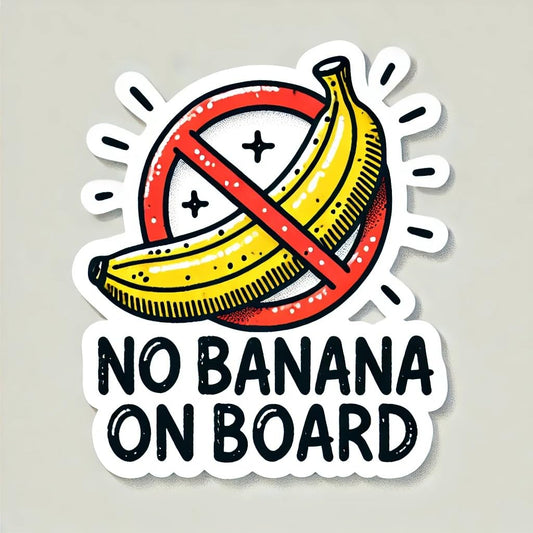 Vinyl sticker: "No Banana on Board Hand-Drawn Waterproof Car Bumper Sticker Decal for Truck, Laptop, Window, Auto, and Water Bottle" (8)