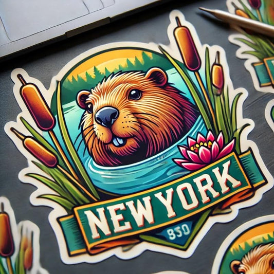 Vinyl sticker: North American Beaver Pond Scene Sticker Decal for Laptop, Wall, Car, Window, Waterproof Bumper Auto Truck Water Bottle (6)