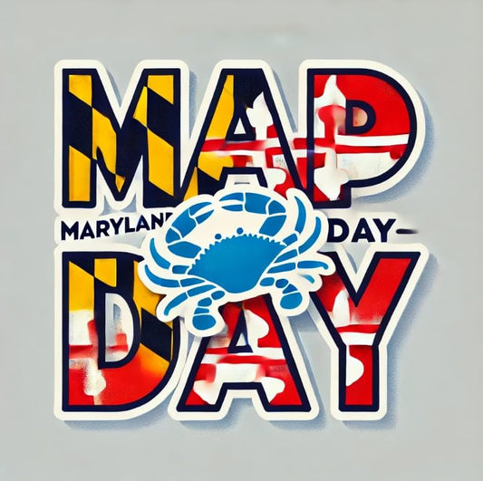 Vinyl sticker: Maryland Day Laptop Wall Car Window Bumper Sticker Decal Truck Waterproof Auto Water Bottle Modern Typography Flag Design
